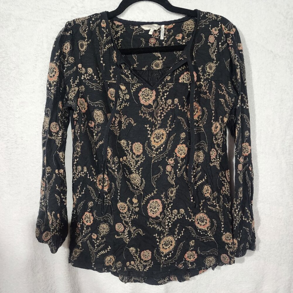 Women's Peasant Boho Fairycore US8 UK12* Cotton Fat Face Paisley Long Sleeve Tie